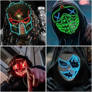 Masques de créateurs Vente chaude Glowing Cosplay Masque Horreur Crâne Souriant Visage Joker Japonais Anime LED Masque Pour Halloween Fête D'anniversaire Fournitures