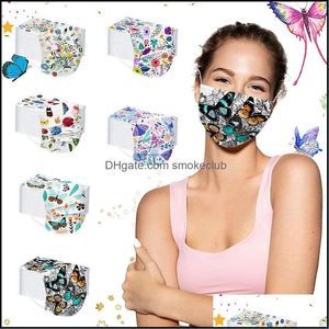 Masques de créateurs Housekee Organisation Home Garden 3-7 jours à nous Masque facial jetable papillon avec boucle d'oreille élastique 3 plis respirant pour