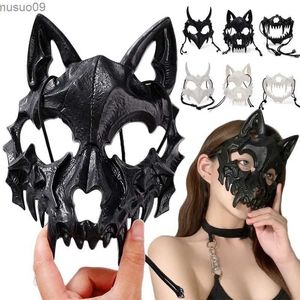 Designer Maskers Japanse Anime Dragon God Skelet Half Gezichtsmasker Halloween Masker Unisex Zwart Wit Dieren Skelet Maskers Cosplay Party Props