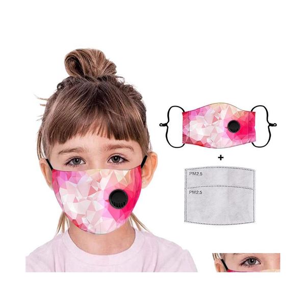 Máscaras de diseño Niños Camuflaje A prueba de polvo Pm2.5 Antipolvo Antismog con Vae transpirable y 2 piezas de filtro Drop Delivery Home Garden Hous Dh2Nl