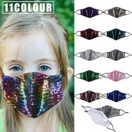 Designer Masques Enfants Mode 11 Couleurs Bling Paillettes Masque De Protection Pm2.5 Antipoussière Enfants Bouche Lavable Réutilisable Enfant Visage Drop Dhrao