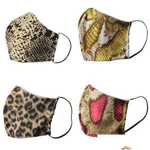 Designer maskers luipaard katoen wasbare gezichtsmaskers serpentine flash masker mode le stofdichte mascarilla herbruikbare slang dhgarden dhrai