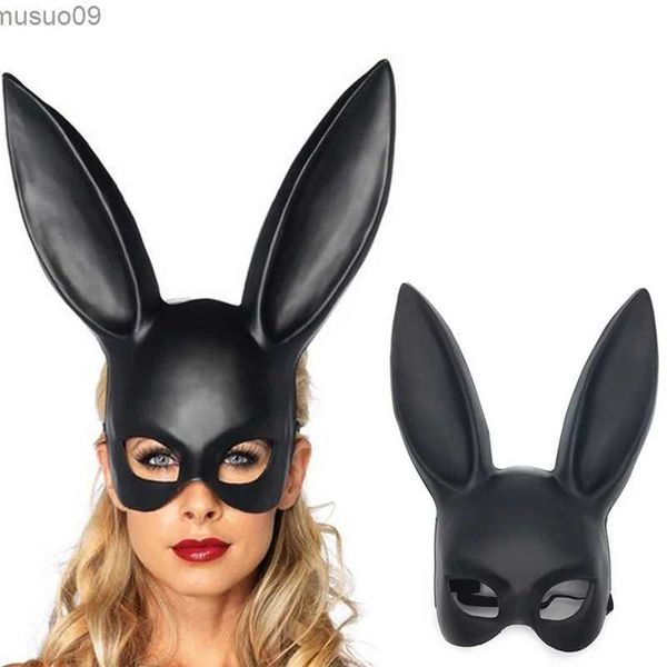 Máscaras de diseñador Bola de maquillaje Máscara de conejo negro Media cara femenina Accesorios de Halloween para adultos Reunión Suministros de rendimiento de cosplay