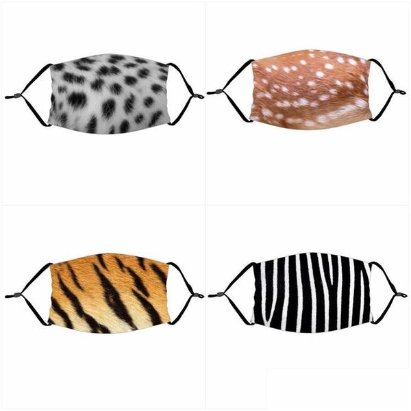 Designer Masques Mascherine Imprimé Léopard Serpents Avec Filtre Pièce Masques Anti-Poussière Tiger Deer Mode Respirateur Réutilisable Adt Enfants Dhytx