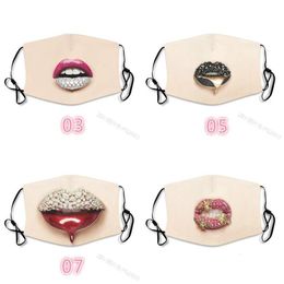 Designer maskers messen tanden lipstof stof maskers maskers kristal bedrukte katoen mascarilla wasbaar aangepaste ademende mascherine fash dhgarden dhdhk