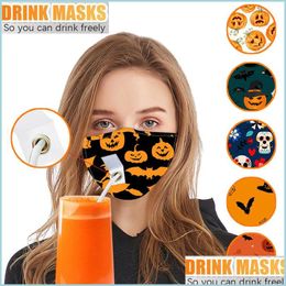Designer Masques Party Drink Masques Adt Pm2 5 Pollution Brouillard Coton Bouche St Masque Halloween Réutilisable Lavable Antipoussière De Protection Visage Dhsag