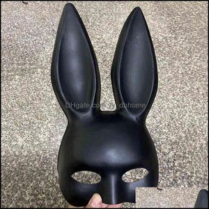 Masques de créateurs PVC Masque de lapin de Pâques Fille Noir Sexy Oreille de lapin Coupe blanche Dhmi5