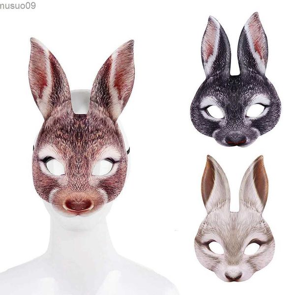 Masques de créateurs Masque de lapin mignon animal en peluche fête cosplay mascarade accessoires accessoires de performance pour femmes et hommes demi-visage Halloween Pâques