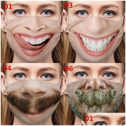 Masques de créateurs Respirateurs Expression Visage Moustache Dent Coton Mascarilla Emot Langue Bouches Masques Visage Réutilisable Était Dhgarden Dhvuf