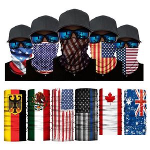 Masques de créateurs réutilisables visage américain Royaume-Uni Allemagne Canada drapeau impression masque lavable réglable cyclisme Headsca P Dhgarden Dhqfo