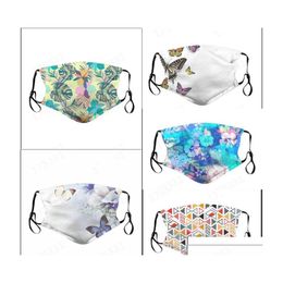 Máscaras de diseñador Respirador reutilizable Cara lavable Mariposa Flor Perro Impresión Mascherine Protección A prueba de polvo Adt Unisex 5 5Yy Drop Dhdvl