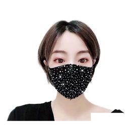 Designer maskers Rhinestones gezichtsmasker pailletten mond er mode bling beschermend pm2.5 stofdichte wasbaar wasbaar hergebruik elastisch earoop druppel d dhuw7