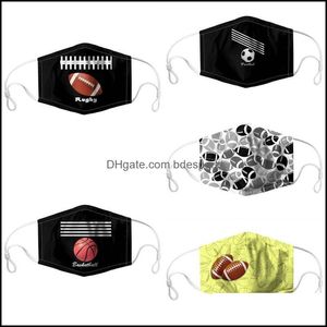 Designer Masques Rugby Football Basketball Motif Mascarilla Respirateur Lavable Antipoussière Réutilisable Masques Adt Protection Bon Un Dh1Zw