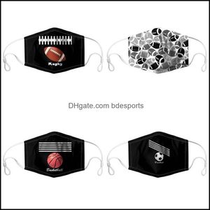 Designer Masques Rugby Football Basketball Impression Masques Visage Lavable Mascarilla Respirable Anti Poussière Respirateur Ajuster Réutilisable Cus Dh6Jv