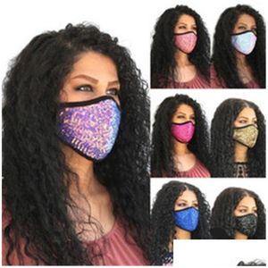 Masques de créateurs Paillettes Mascherines Flash PM 2.5 Protégez la poussière Masque facial personnalisé Respirateur pliant Mode réutilisable Dhgarden Dhogb