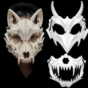 Masques de créateurs Masque de fête de crâne Démon Loup-garou Tigres Crâne Demi-visage Masque Halloween Danse Bal Cosplay Costume Masque Prop