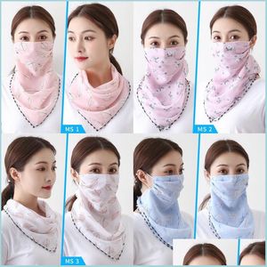 Designer Maskers Woman Sunshade Masks Sjaal Chiffon Veil Ladies Zomer Fashion Strand Tulband Stoffbestendig 45 Patronen Drop Delivery Home G DHIW0