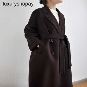 Diseñador Maxmaras Cashmere Coat Abrigos de lana para mujer Clásico 801 100 hilos 15 85 Edición coreana suelta de doble cara para w MIVD