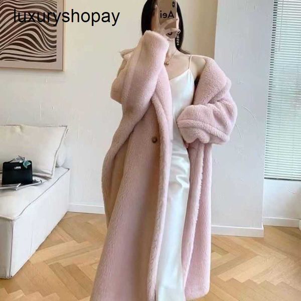 Diseñador Maxmaras Teddy Bear Coat Abrigos de cachemira para mujer Lana Invierno Partícula Piel Integrada Larga Venta al por mayor Enlace especial