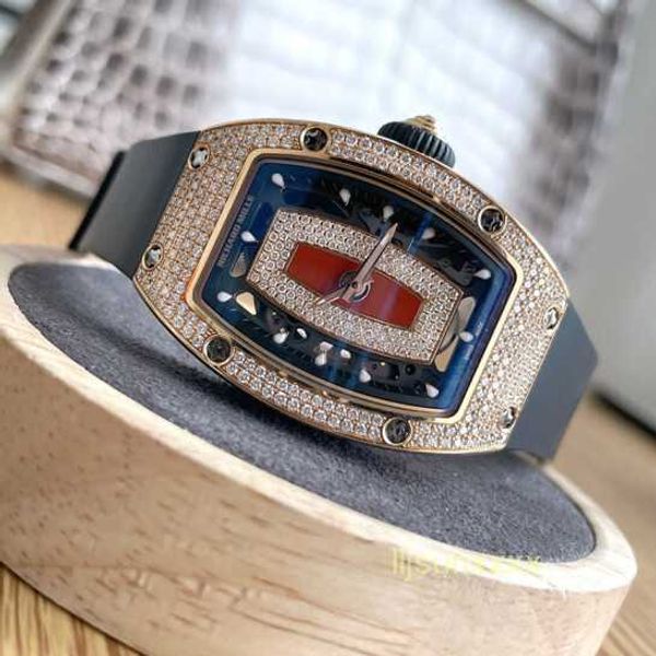 Designer MECHECHICAL WESTES LUXURES WEMPS WEMENS WEMPS RM 07-01 Red Lip Sky Star Red Gold Diamond Automatique mécanique Business Leisure Watch