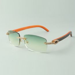 Designer Medium Diamond zonnebril 3524026 met oranje hout wapens glazen, directe verkoop, grootte: 18-135mm