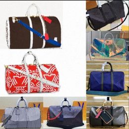 Diseñador hombres 55 bolsa de viaje deportiva para hombre equipaje pu cuero mono gramo lujo bolsa de lona crossbody tote bolsos l 118