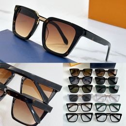 Diseñador Hombres y mujeres Gafas de sol cuadradas urbanas Marco de acetato cuadrado de moda Puente de nariz de metal Superficie de espejo degradado con letra impresa Z2090E Fiesta de vacaciones