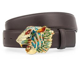 Designer Men Belts Trendy Fashion Tigers Head Gold Buckle Luxury Dames Couiner CEULLE de haute qualité 38CM9256427