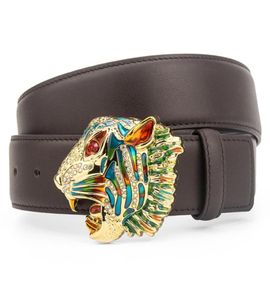 Designer Men Belts Trendy Fashion Tigers Head Gold Buckle Luxury Luxury Couiner CEULLE DE HAUTE QUALITÉ 38CM2412636