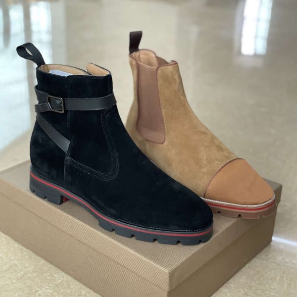 Designer Hommes Bottes Chaussures De Fête Talons Épais Robe Botte En Cuir Bout Pointu Talons Bottines De Qualité Supérieure Fête De Mariage Martin Bottines Avec Boîte NO491