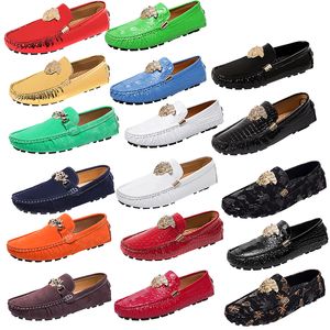 Designer hommes chaussures décontractées en cuir véritable marque de luxe hommes femmes mocassins mocassins respirant sans lacet noir conduite chaussure taille 35-48