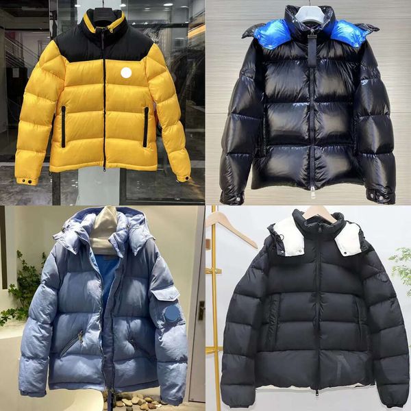 Diseñador Hombres Abajo Parkas Insignia bordada para mujer Cuello de pie Moncleire Maya Chaqueta con capucha Puffer Chaqueta Pareja Espesada Cálida Suelta Invierno Abajo