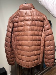 Designer Men Downs Winter Real Leather Coat Brown Down