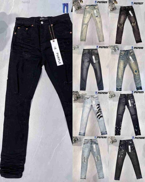 Designer Hommes pour hommes femmes pantalons violet marque jeans été trou 2023 nouveau style broderie auto-culture et petits pieds IFFC