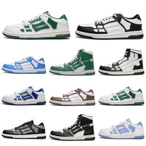 Designer Heren Hoge Sportschoenen Skeletbeenderen Dames Zwart Wit Blauw Groen Casual Sportschoenen Outdoor Skel Top Laag Echt Leer Veters Luxe Trainer Sneakers