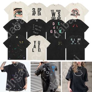 Designer galerijen T-shirts t-shirts casual man dames T-handgeschilderde inkt splash graffiti letters losse korte mouwen ronde nek kleding Aziatische maat S-5xl
