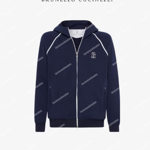 Designer Hommes Hoodies Brunello Manches Longues Casual Sport Pull À Capuche Veste Coton Bleu Gris Fermeture À Glissière