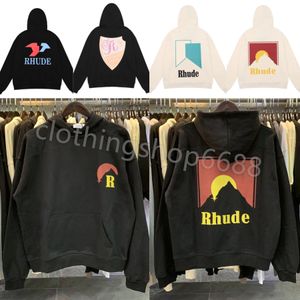 Designer RHUDE Heren hoodie Letter Print Lange mouw Warm Y2k hoodie Luxe Grafische hoodies Trui Hip Hop losse Sweatshirts AMERIKAANSE MAAT