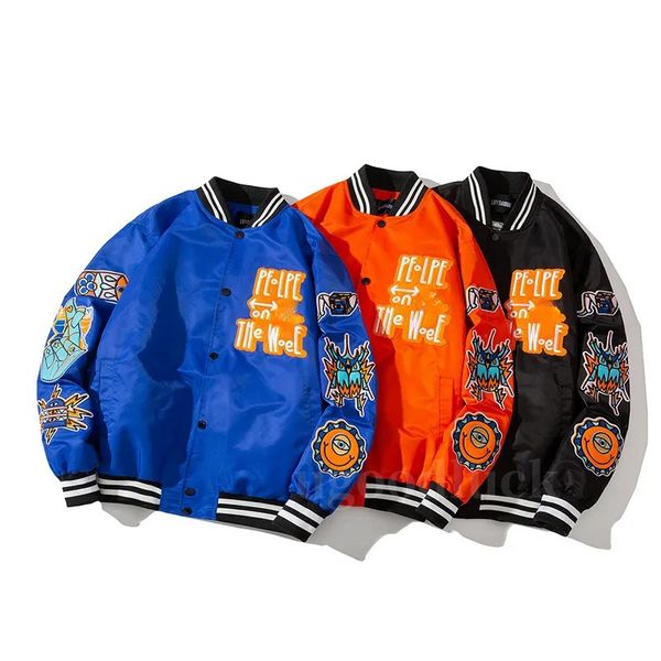 Designer Hommes Veste Couple Hip Hop Veste Épissé Baseball Lettre Baseball Jersey Daisy Fleur Patch En Cuir Pilote Veste Lâche Surdimensionné Streetwear Veste