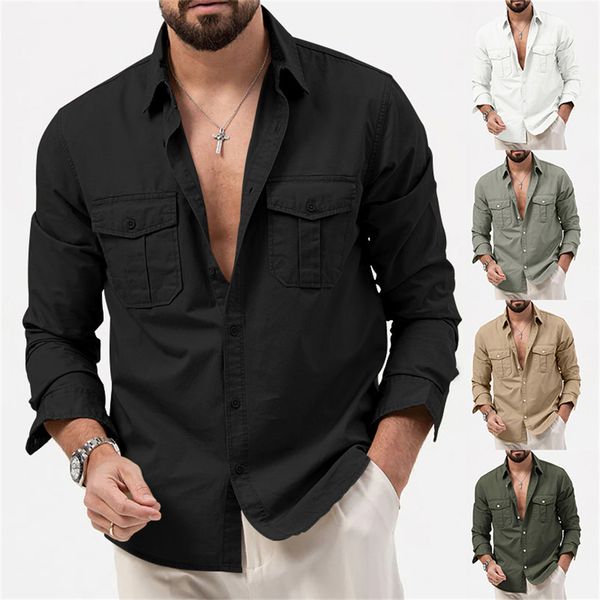 Diseñador Hombres Chaquetas Tallas grandes 3XL 4XL Otoño Invierno Camisas de manga larga Abrigos masculinos Casual Sólido Cuello vuelto Tops Prendas de abrigo de un solo pecho Ropa al por mayor 11001