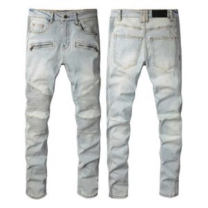 Designer Uomo Jeans Pantaloni grandi e alti Denim per uomo Skinny Rock Biker Slim Blue hip hop Moda uomo Fibbia Cerniera lunga dritta Flycowboy