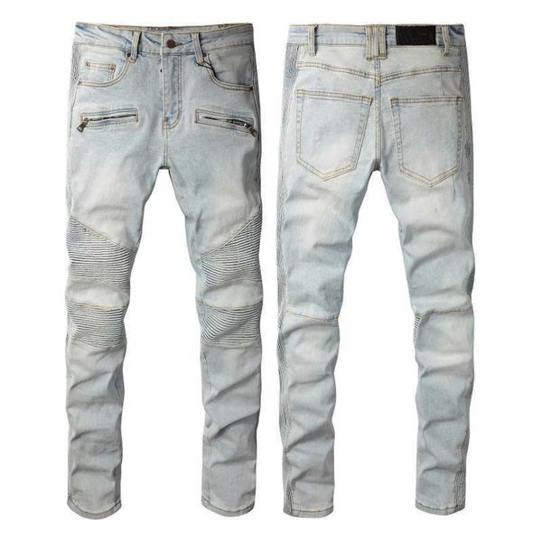 Designer Hommes Jeans Grand et Grand Pantalon Denim pour Homme Maigre Rock Biker Slim Bleu hip hop Mens Mode Boucle Longue Droite Fermeture Éclair Flycowboy