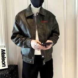 Designer Men Leather Jacket Spring en Autumn 2024 Nieuwe Hot Style High-End knap trendy merk Men's Rapel PU Lederen jas