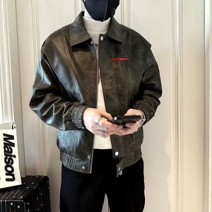 Chaqueta de cuero para hombres de diseñador Spring y Autumn 2024 Nuevo estilo caliente Hands de alta gama Handy Marca de moda para hombres PU Chaqueta de cuero Caza de motocicleta casual