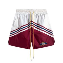 Designer heren beperkte rhude shorts zomerzwemkorte knielengte hiphop high street sporttraining strandbroek heren elastische taille Mesh joggingbroek XVPL