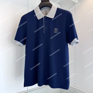 Designer Hommes Polo T-shirt Été Brunello Bleu Marine Col Rond Polos À Manches Courtes T-Shirts Hauts