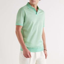 Designer Men Polo T Shirts Summer Loro Piana Mens Light Green Polos Shirt Short Sleeve T -shirt Mode kleding