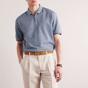 Designer Men Polo T-shirts Summer Loro Piana Coton et lin-mélange Polos Shirt Short Tshirt