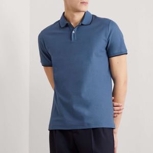 Designer Men Polo T-shirts Summer Loro Pianaslim-Fit Contraste Tipe Tipe-Cotton Polos Shirt Short à manches courtes