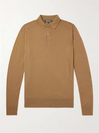 Designer Heren Polo's Shirt Loro Piana Lange mouwen Slim-Fit Wish Scheerwol Polo Shirts Mode Herfst en Winter Tops